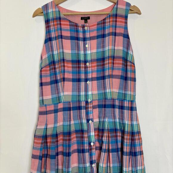 Talbots A-line Pastel Pleated Plaid Preppy Academic Button Down Sundress Size: 6 - Picture 3 of 9